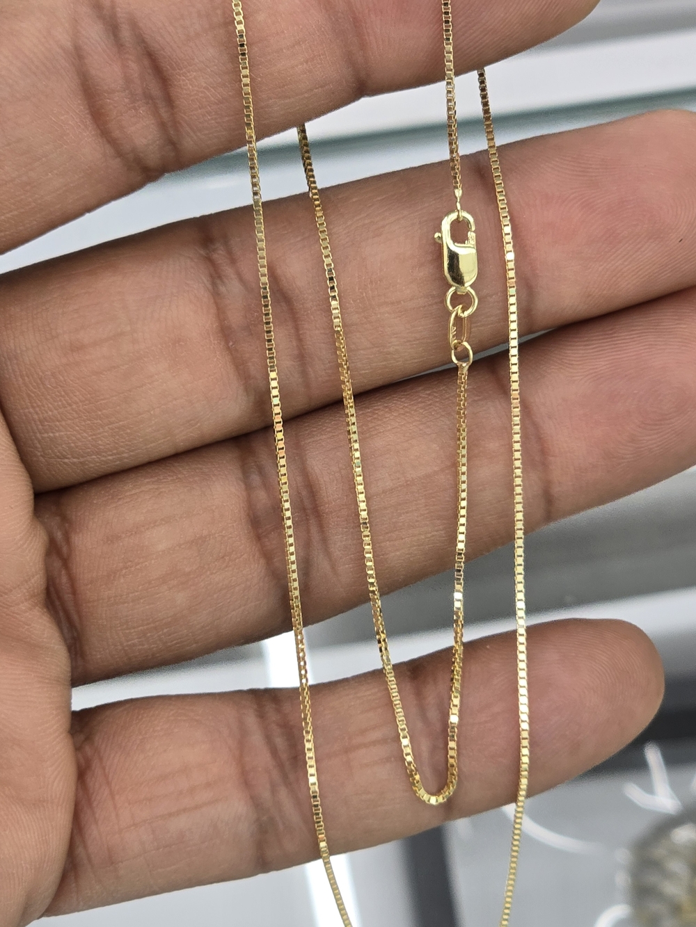 10kt Real Gold Solid Box Chain 0.7mm 18 Inches